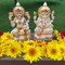 Laxmi and Ganesha Idol Pair Culture Marble Statue Laxmi Ganpati Figurine God of Luck and Success Idol Showpiece for Home Decoration and Car Dashboard Diwali Decoration